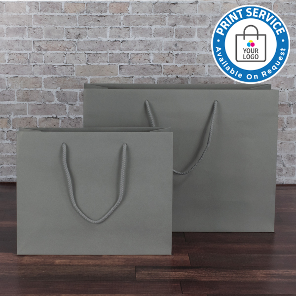 Large 400mm Grey Kraft Paper Carrier Bags available from stock at